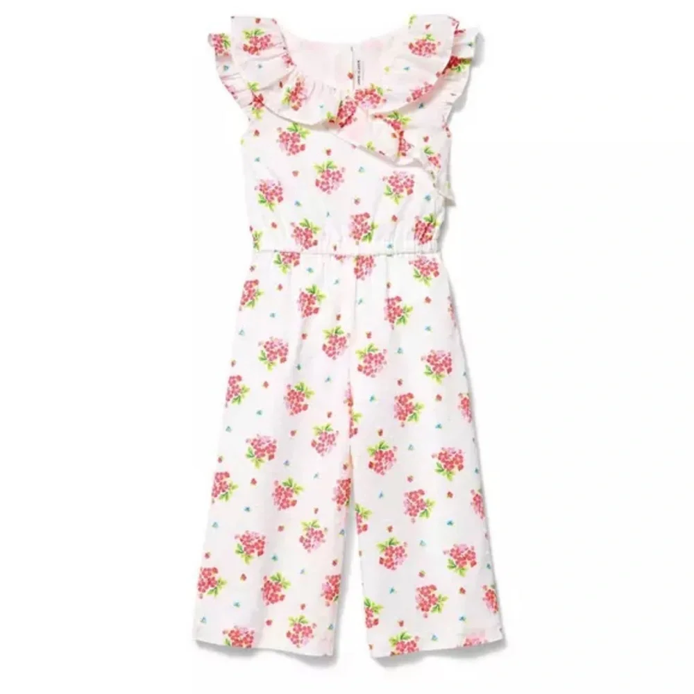 🌸Janie and jack girls one piece romper/jumpsuits Swiss dot floral size 12NWT..